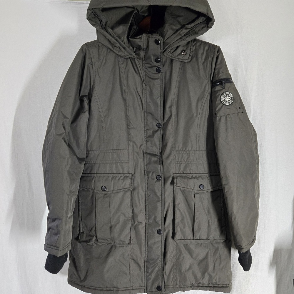 Madden Girl Parka Jacket‎ Womens M Dark Green Hooded Long Winter Coat Puffer
